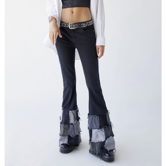 NWT UO Patchwork Y2K Vintage Flare Jeans FINAL PRICE NO OFFERS - Picture 1 of 6
